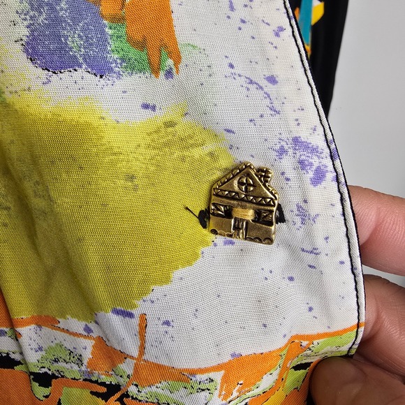 Vintage Sharon Anthony Abstract Art Print Button Down Rayon Plus Size Top 22‎ - Picture 6 of 11